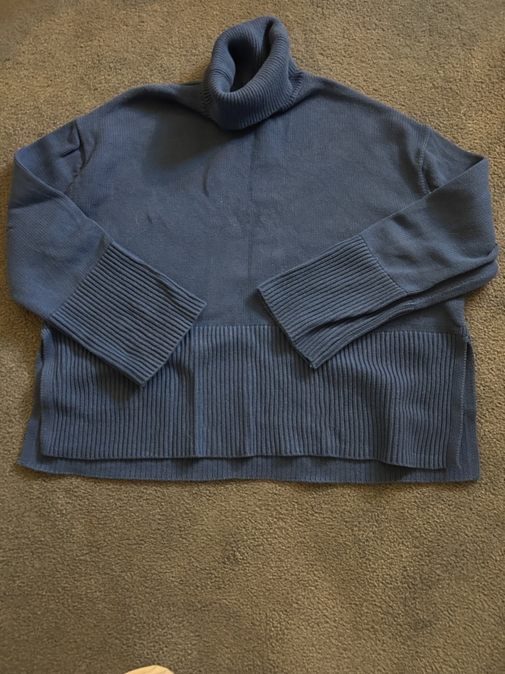 Cobalt Blue 100% Cotton Turtleneck Sweater